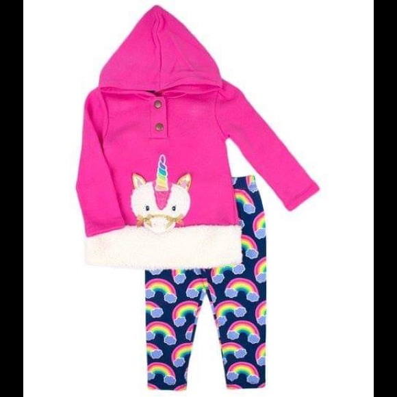 Nannette Other - Nannette Pink Unicorn Hoodie & Rainbow Legging Set Nannette Other - Nannette Pink Unicorn Hoodie & Rainbow Legging Set